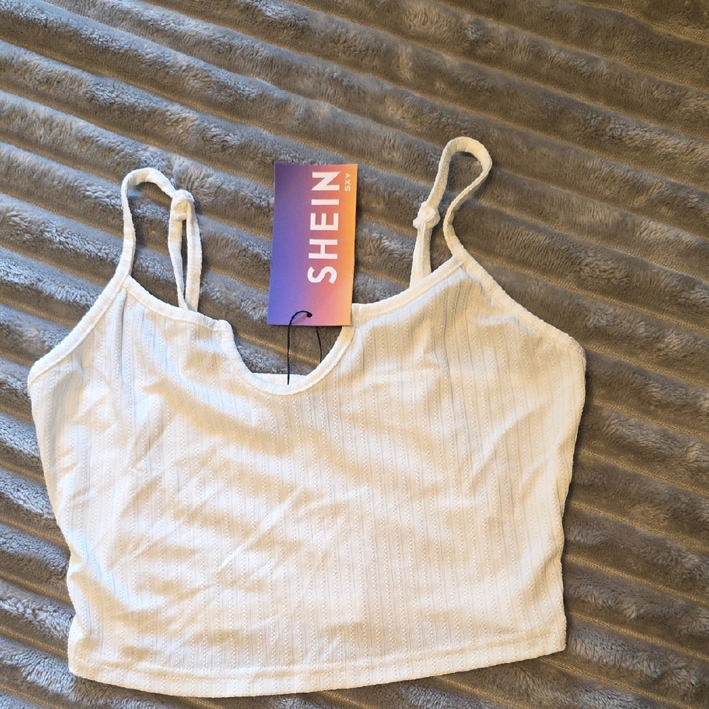 SHEIN Cream Ribbed Camisole Top